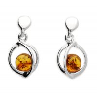 Guest and Philips - Amber Set, Sterling Silver - Cognac Floating Bead Earrings H3748-B
