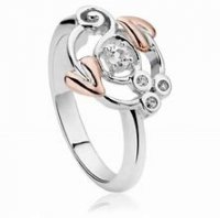 Clogau - Tree Of Life, White Topaz Set, Sterling Silver, 9ct Rose Gold Ring, Size O