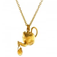 Alex Monroe - Gold Plated T Pot Pendant and Chain, Size 18"