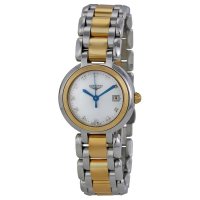 Longines - Prima Luna, Dia 0.032 MOP Set, Stainless Steel/Tungsten - Yellow Gold Plated - Glass/Crystal Quartz Watch, Size 26.5mm - L81105936