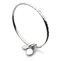 Kit Heath - Coast Pebble, Sterling Silver - - Double Tag Hammered Bangle, Size M/L - 7195HD022
