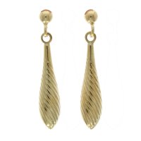 Guest and Philips - Yellow Gold 9ct Ribbed Torpedo Drops - 10-02-200