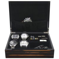 English Pewter Company - Luxury , Wood - 4 Watch & Case Box, Size 25x20x7.5cm LWC03