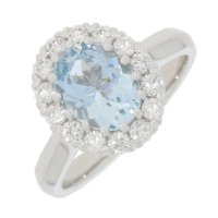 Guest and Philips - 18ct White Gold Aquamarine and Diamond Set Cluster Ring - 18RIDG86764