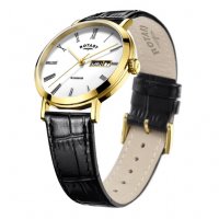 Rotary - Yellow Gold Plated Gents Brown Strap Watch GS05303-01 GS05303-01