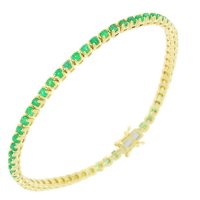 Guest and Philips - 9CT, Emerald 58 stones and Diamond Set, Yellow Gold - Tennis Bracelet  09BRDG87201