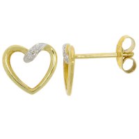 Guest and Philips - Diamond Set, Yellow Gold - White Gold - 9ct 1pt 2st Dia Pol & Dia Shldr Open Hr Earrings 09EASD80093