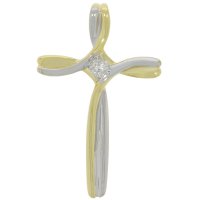 Guest and Philips - D 2pt Set, Yellow Gold - White Gold - 9ct Curvy Cross, Size 24x15mm 09CRDI82284
