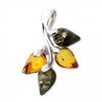 Guest and Philips - Mixed, Amber Set, Sterling Silver - Branched Leaf Pendant H3671-M