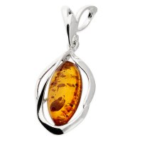 Guest and Philips - Fancy, Amber Set, Sterling Silver - Oval Pendant H3732-B