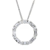 Guest and Philips - D Em Cut 0.82ct Rnd 0.23ct Set, White Gold - Circle Pendant F1188