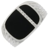 Guest and Philips - D 5pt 8st Blk Ag Set, White Gold - 9ct Signet Ring 09RIDG88123