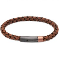 Unique - Leather - Stainless Steel - Bracelet, Size 21cm B505DB-21CM
