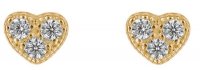 Gecko - Heart, Cubic Zirconias Set, Yellow Gold Plated - Stud Earrings E6166C