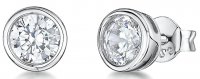 Jools - Cubic Zirconia Set, Sterling Silver - Stud Earrings, Size 6mm HBE2019
