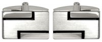 Dalaco - Stainless Steel Brushed and Shiny Black Lined Cuff Links 90-1139