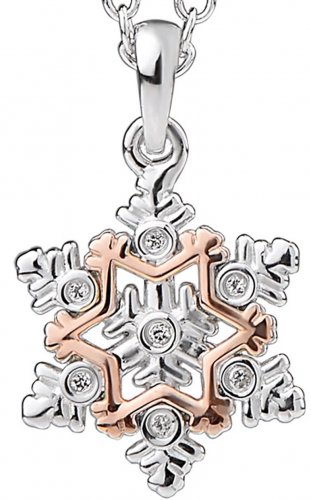 Clogau - Silver and Rose Gold Snowflake Pendant