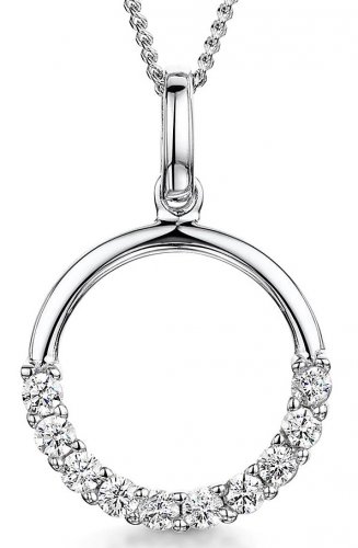 Jools - Cubic Zirconia Set, Sterling Silver - Circle Necklace KPN3789