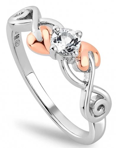 Clogau - Tree of Life, White Topaz Set, Sterling Silver - Rose Gold - Anniversary Ring 3STLQR