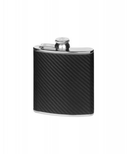 Harrison Brothers - Stainless Steel - - Carbon Effect Flask, Size 6oz
