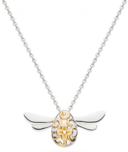 Kit Heath - Blossom Flyte Midi Honey Bee, Sterling Silver - Yellow Gold Plated - Necklace, Size 18