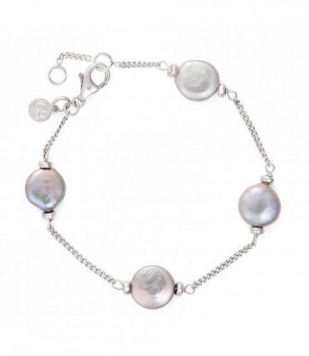 Claudia Bradby - Luxe Silver Coin, Pearl Set, Rhodium sterling Silver Necklace - CBBR0063