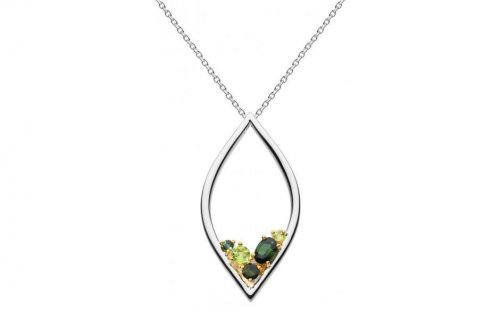 Kit Heath - Noble Serena, Green Tourmaline and Peridot Set, Sterling Silver and 18ct. Yellow Gold Plate Necklace, Size 18