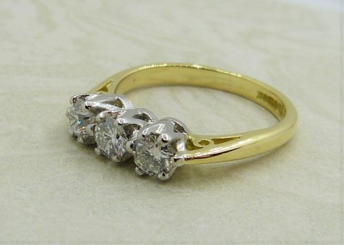 Antique Guest and Philips - 0.50ct Diamond Set, Yellow Gold - White Gold Three Stone Ring- R4792