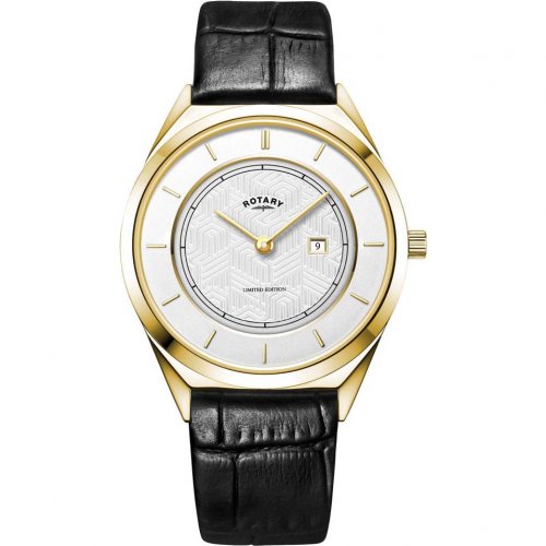 Rotary - SPECIAL EDITION CHAMPAGNE COLLECTION, Yellow Gold Plated - Leather - Art Deco Quartz Watch, Size 36mm GS08007-02
