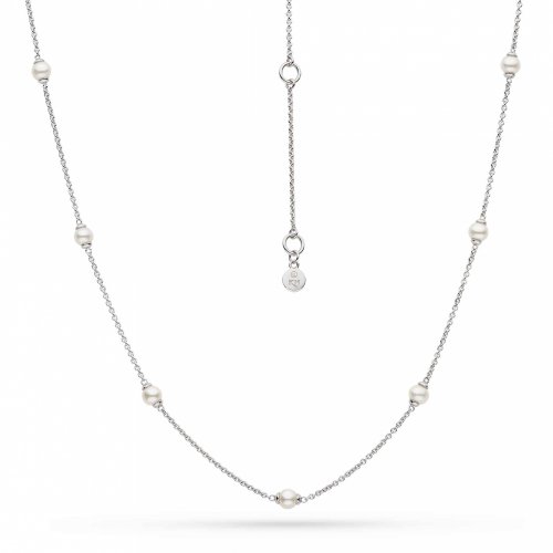 Kit Heath - Revival Astoria, Pearl Set, Rhodium Plated - Station Necklace, Size 18