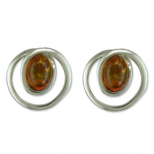 Guest and Philips - Amber Set, Sterling Silver - Swirl Stud Earrings R6509-B