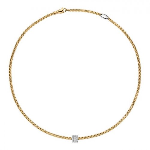 Fope - D 0.33ct Set, Yellow Gold - White Gold - 18ct Rope Necklace, Size 45cm 739CPAVE-YW