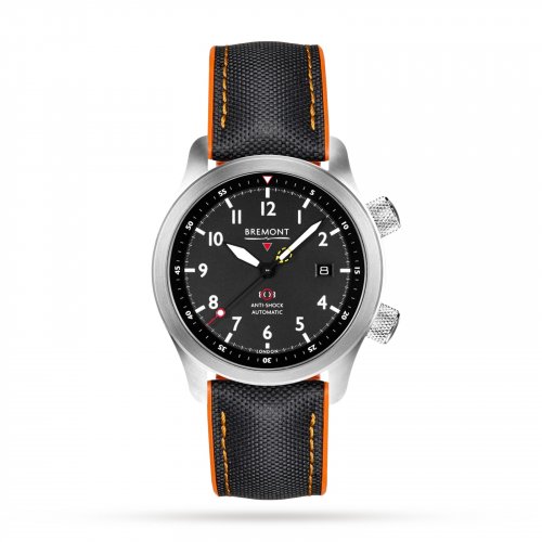 Bremont - MB11/Orange, Stainless Steel - Leather - Watch, Size 43mm