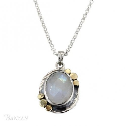 Banyan - Moonstone Set, Sterling Silver Pendant and Chain, Size 18
