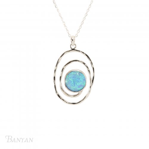 Banyan - Opalite Set, Sterling Silver Spiral Pendant Necklace PE1637-C6