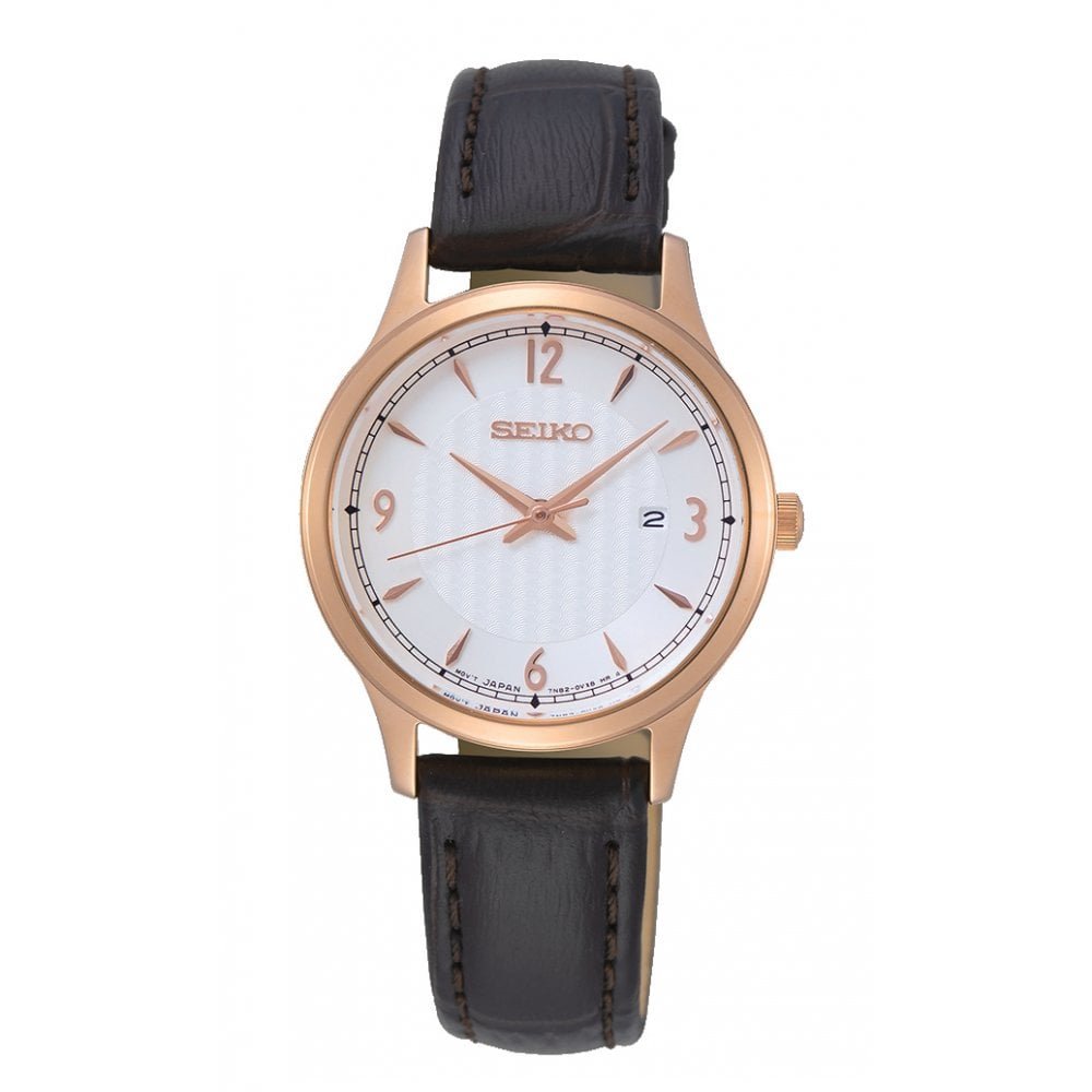 Seiko - Basic, Rose Gold Plated Ladies Date Watch - SXDG98P1 | Guest and  Philips