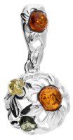 Guest and Philips - Amber Set, Sterling Silver - Mixed Amber Flower Dome Pendant H5896-S