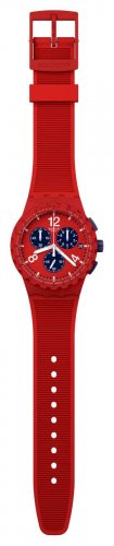 Swatch - Primarily Red, Plastic/Silicone - Chrono Quartz Watch, Size 42mm SUSR407