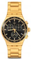 Swatch - In The Black, Stainless Steel - Yellow Gold Plated - Quartz Watch, Size 43mm YVG418G