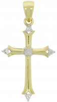 Guest and Philips - Diamond Set, Yellow Gold - 9ct D 5pt 5st Gothic Cross, Size 22x12 09CRDI81693