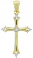 Guest and Philips - Diamond Set, Yellow Gold - White Gold - 9ct 5pt 5st Dia Gothic Cross, Size 22x12 09CRDI81693