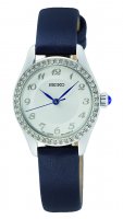 Seiko - Swarovski Crystals Set, Leather - Stainless Steel - Watch SUR385P2