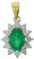 Guest and Philips - Emerald Set, Yellow Gold - 18ct 36pt 12st Diamond Cluster Pendant 18CIDG86141