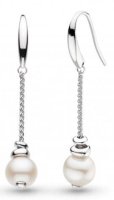 Kit Heath - Coast Tumble, Pearl Set, Rhodium Plated - Chain Drop Earrings 50166FP