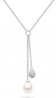 Kit Heath - Coast Pebble Glisten, Cubic Zirconia Set, Sterling Silver - Rhodium Plated - Lariat Style Necklace, Size 17inch 90181FPC