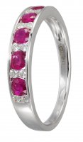 Guest and Philips - Ruby/Diamond Set, White Gold Half Eternity Ring, Size R - 2-10169-R
