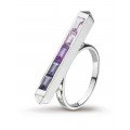 Kit Heath - Little Manhatten, Lavender Amethst and Iolite Set, Sterling Silver Bar Ring, Size O