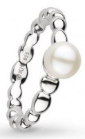 Kit Heath - COAST PEBBLE, Pearl Set, Sterling Silver - Rhodium Plated - RING, Size O1/2 10165FP