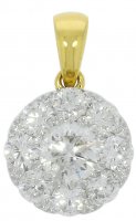 Guest and Philips - Diamond Set, Yellow Gold - White Gold - 18ct 1ct 9st 3ct 'Look" Cluster Pendant 18CIDI82066