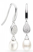 Kit Heath - Coast Pebble Glisten, Cubic Zirconia Set, Sterling Silver - Rhodium Plated - Earrings 50182FPC